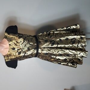 Anthropologie Dress Retroglam Hunter Dixon black gold Metallic Holiday Party 4